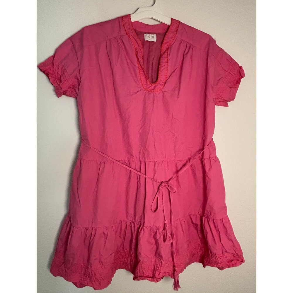 Fate Hot Pink Tiered‎ Mini Dress Small Split V-Neck Tassel Waist Boho Summer